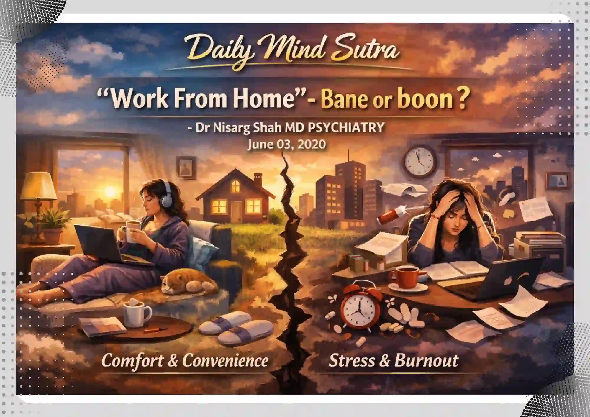 "Work From Home" - Bane or boon ? - Dr Nisarg Shah MD PSYCHIATRY